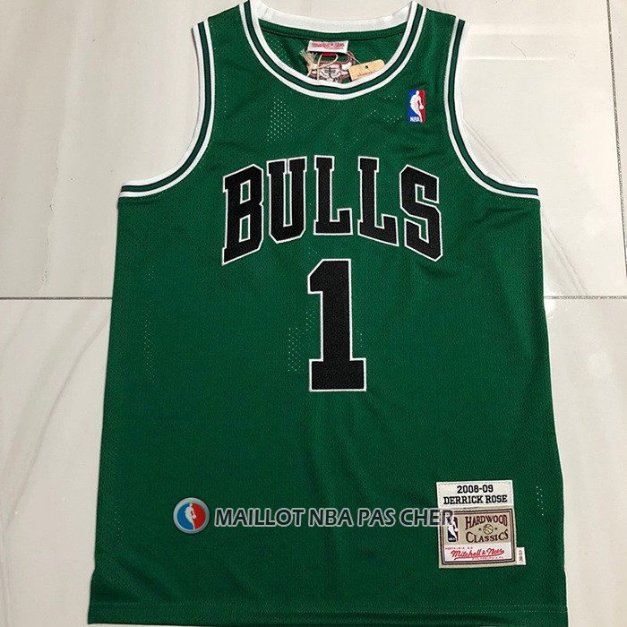 Maillot Chicago Bulls Derrick Rose NO 1 Mitchel & Ness 2008-09 Vert